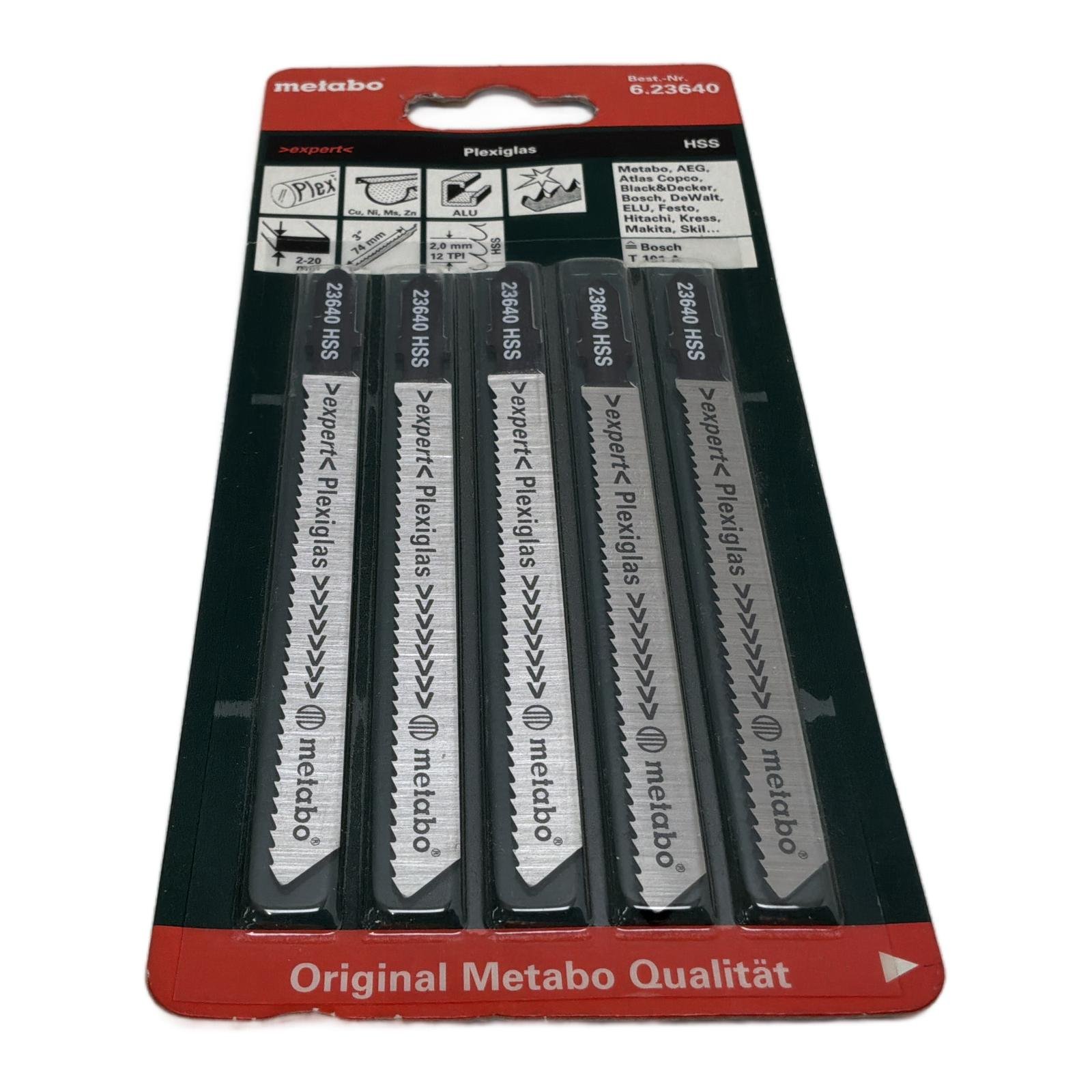 METABO 6.23640 HSS jig saw blades Plexiglas (5pcs) METABO 6.23640 HSS jig saw blades Plexiglas (5pcs) - Afbeelding 1