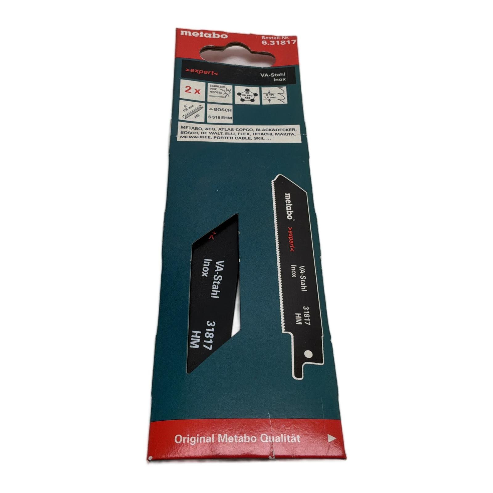 METABO 6.31817 Recipro saw blades Inox (2 pcs) 115-1.25mm HM METABO 6.31817 Recipro saw blades Inox (2 pcs) 115-1.25mm HM - Afbeelding 1