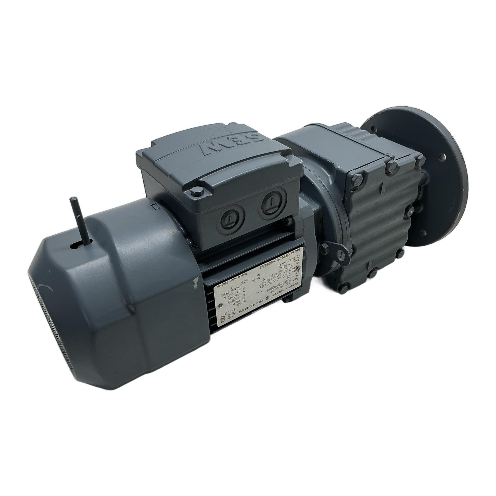 SEW-EURODRIVE RF27 DR63L4/BR Gearmotor 0.25kW 58 RPM 22.32 Ratio Brake Motor 3-Phase SEW-EURODRIVE RF27 DR63L4/BR Gearmotor 0.25kW 58 RPM 22.32 Ratio Brake Motor 3-Phase - Afbeelding 1